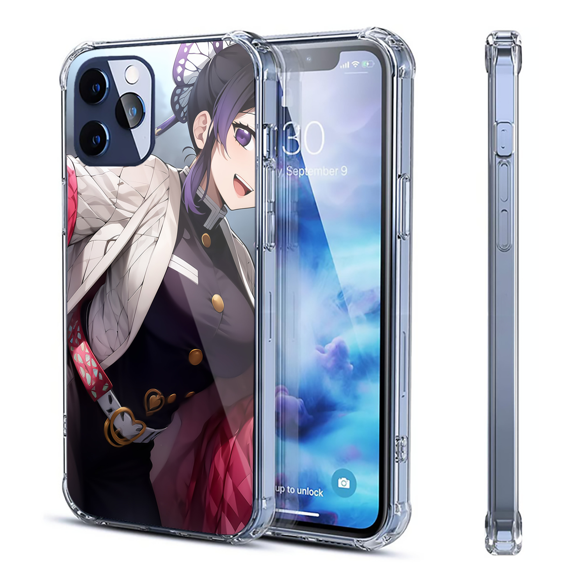 （画像用） 鬼滅の刃（きめつのやいば）蟲柱-胡蝶 しのぶ／こちょう しのぶ Kochou Shinobu 【iPhone 12シリーズ対応】透明スマホケース（クリアソフトケース）